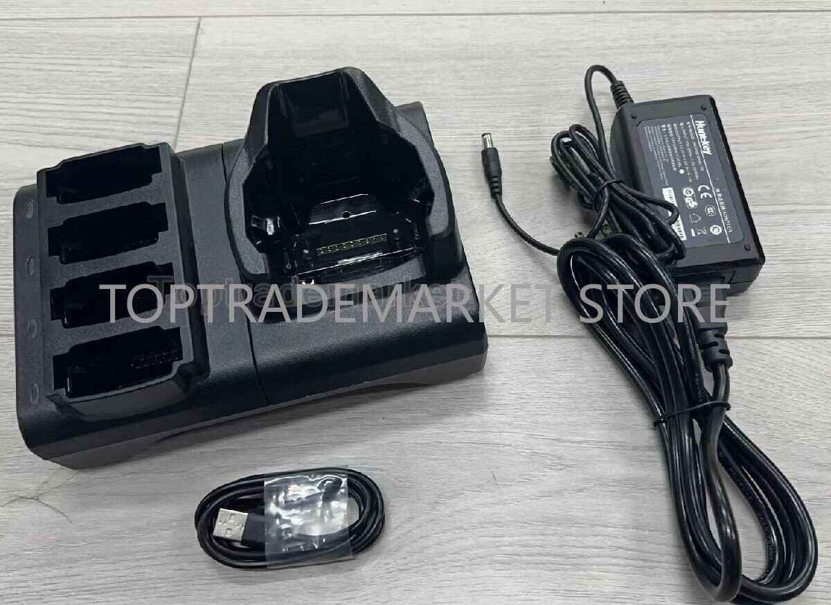 New 4-Bay Battery Scanner Charging Cradle Kit For Zebra MC9300 MC93 W/ Adapter