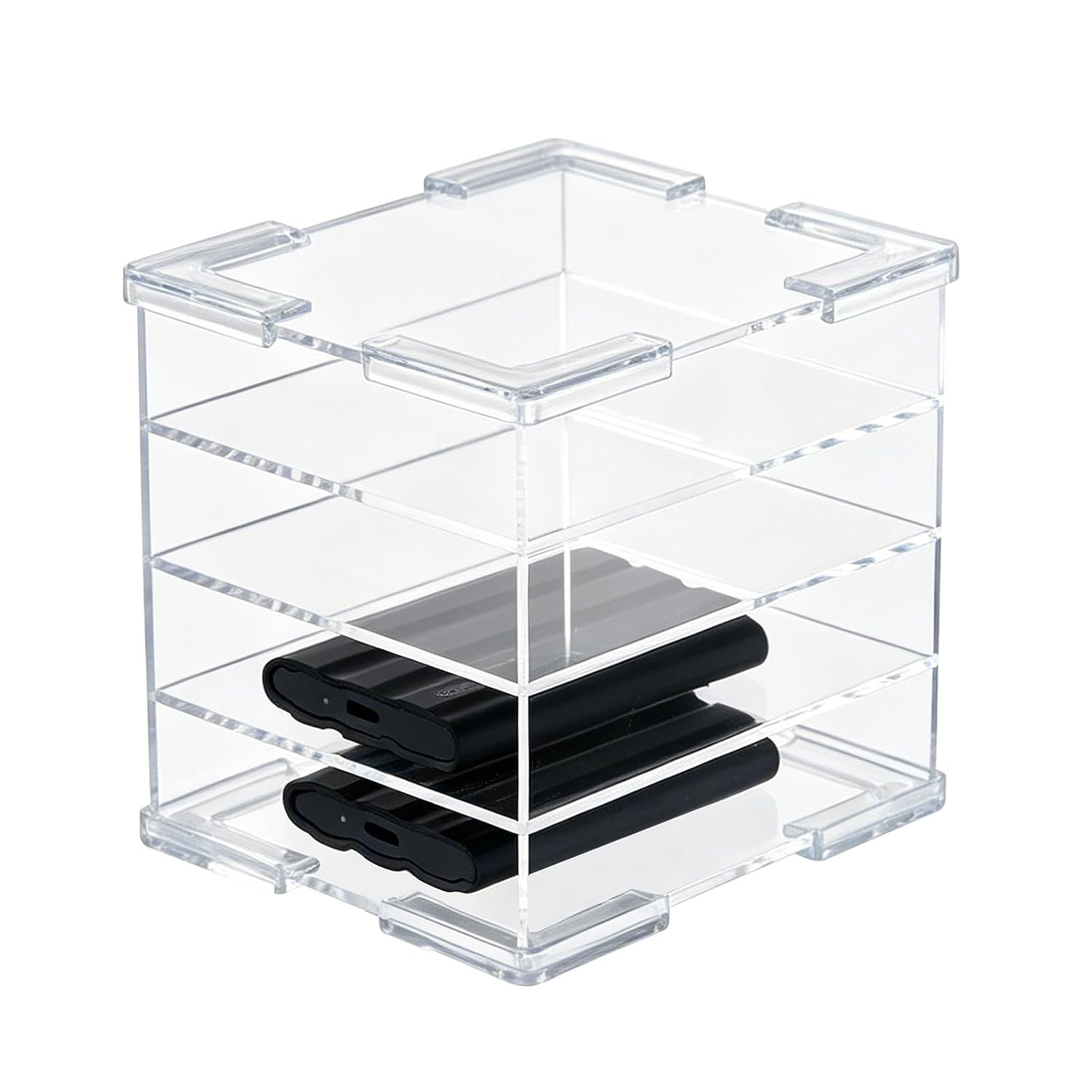 Acrylic 4-Bay Desktop External Hard Drive Organizer Holder Clear Storage Case