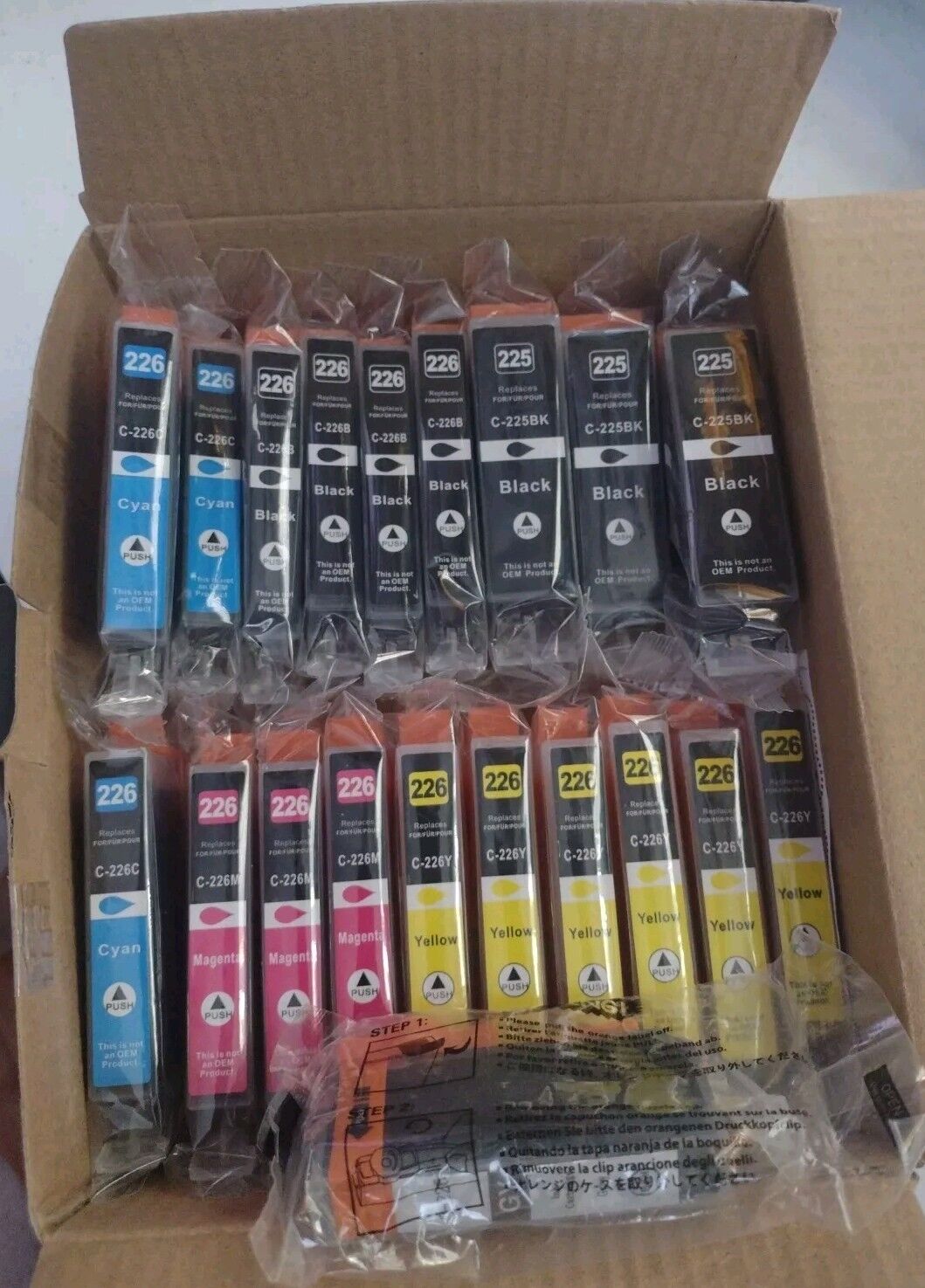 EZ Ink Cartridges 20 Pack - Black, Yellow, Magenta, Cyan, Grey Cartridge 225/226