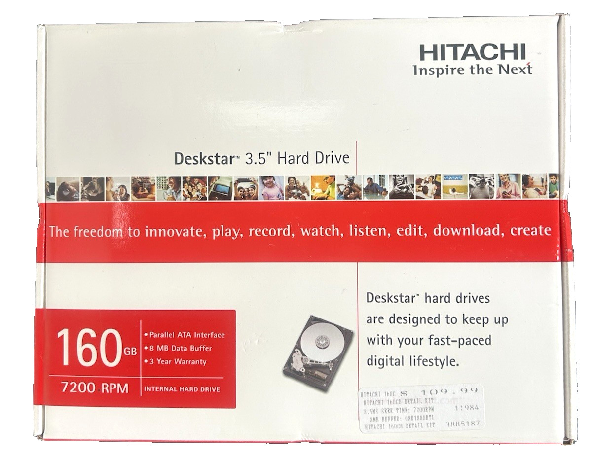 Hitachi 160GB 7200 RPM 3.5" Internal Deskstar SATA Hard Drive -New