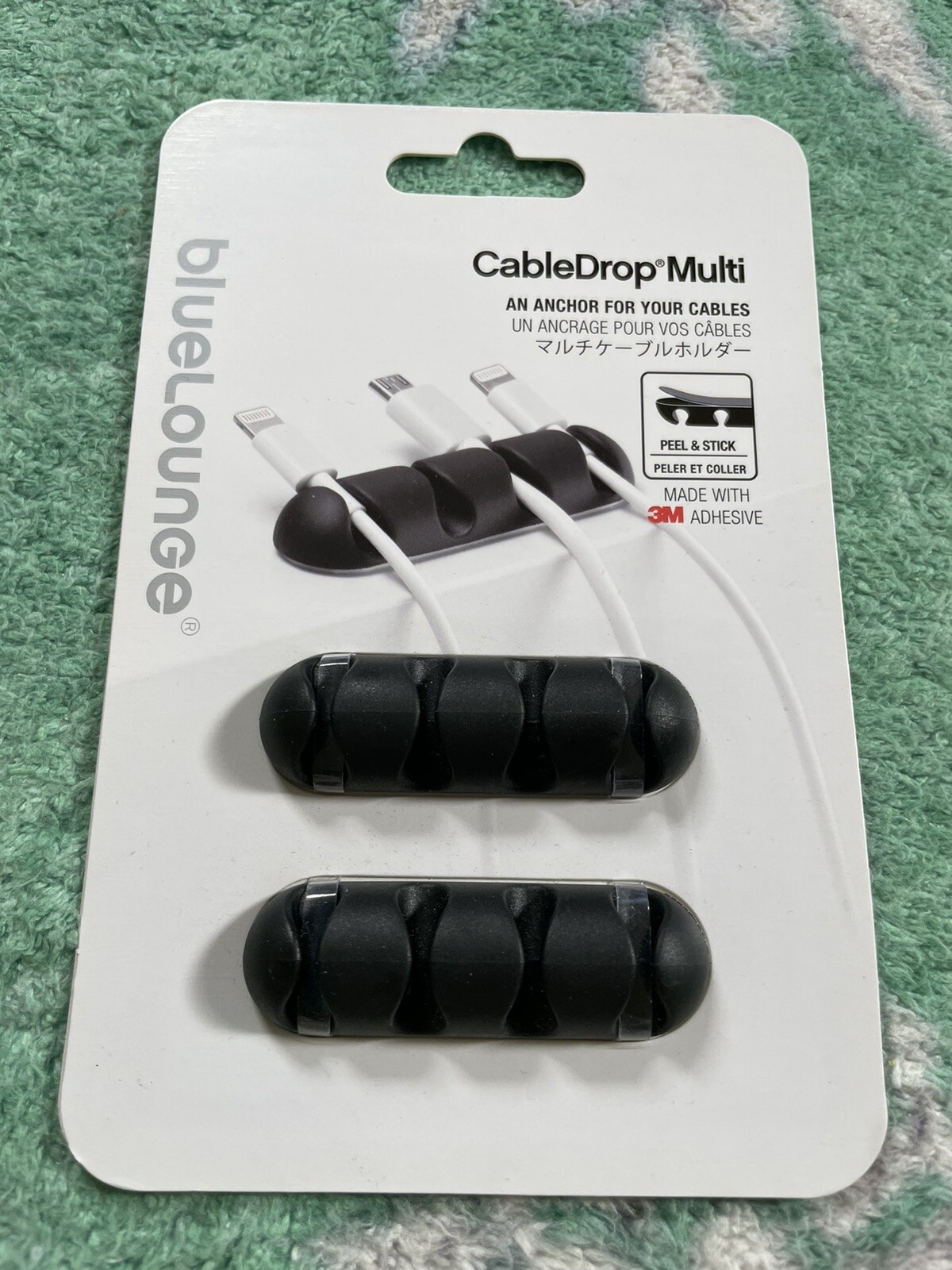 NEW Blue Lounge Cable Drop Multi Anchor - Cord Organizer- Black