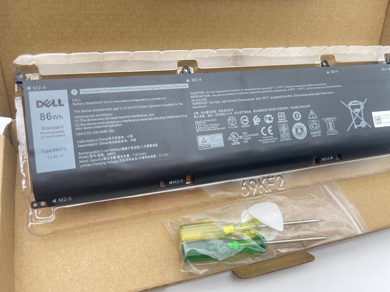Genuine 69KF2 Battery For Dell Precision 5550 5560 Series XPS 15 9500 9510 8FCTC