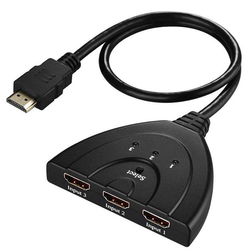 4K 1080P 3x1 HDMI Switcher Cable Adapter 3 In 1 Out Switch PC To TV Monitor