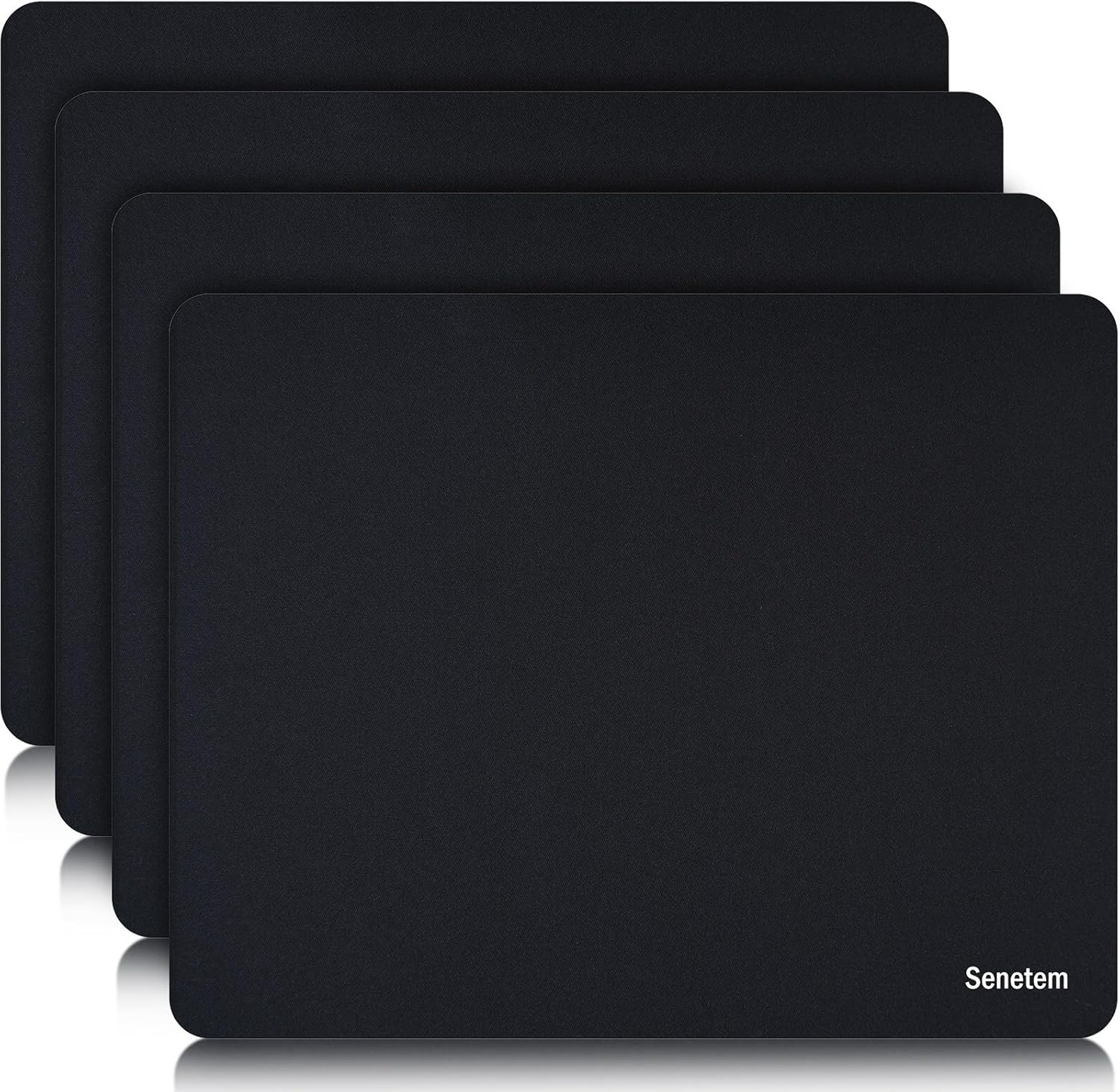 Alfombrilla Raton 4 Pzs Negra 28x22cm Base Antideslizante Lavable Oficina Gamer