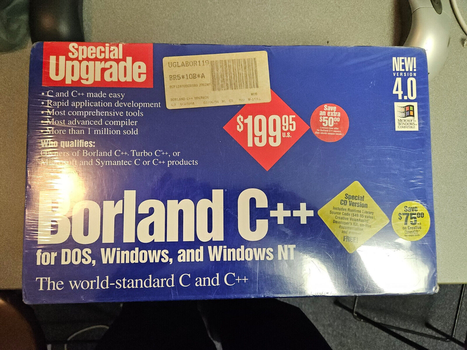 NEW Borland C++ 4.0 upgrade for Windows / Windows NT - factory sealed