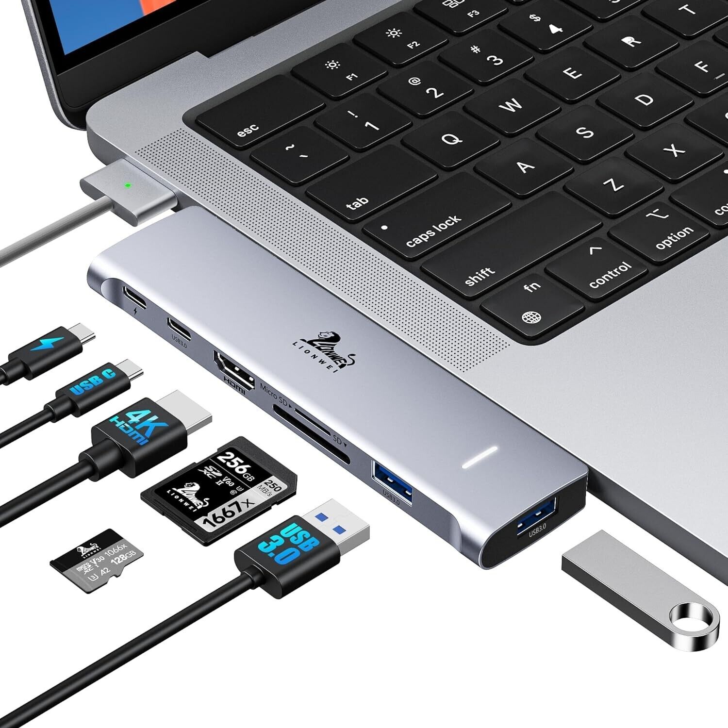 USB C Hub Adapter for MacBook Pro/Air 7-in-2 Multiport HDMI MacBook Accessories 