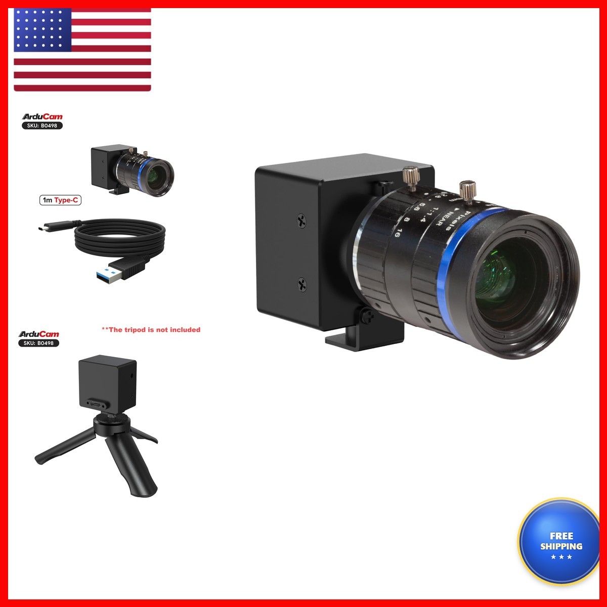 Arducam USB 3.0 Camera, 90FPS High-Speed 4K USB Camera Module, 8.3MP Manual
