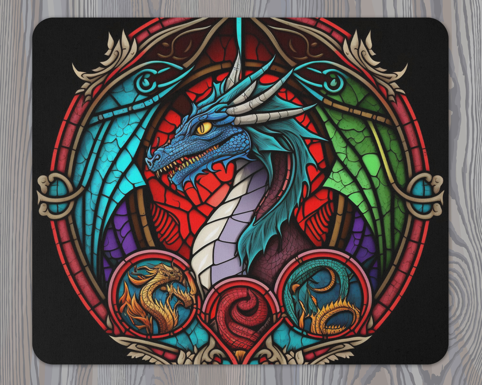 Stained Glass Look Dragon Mouse Pads (9 styles)