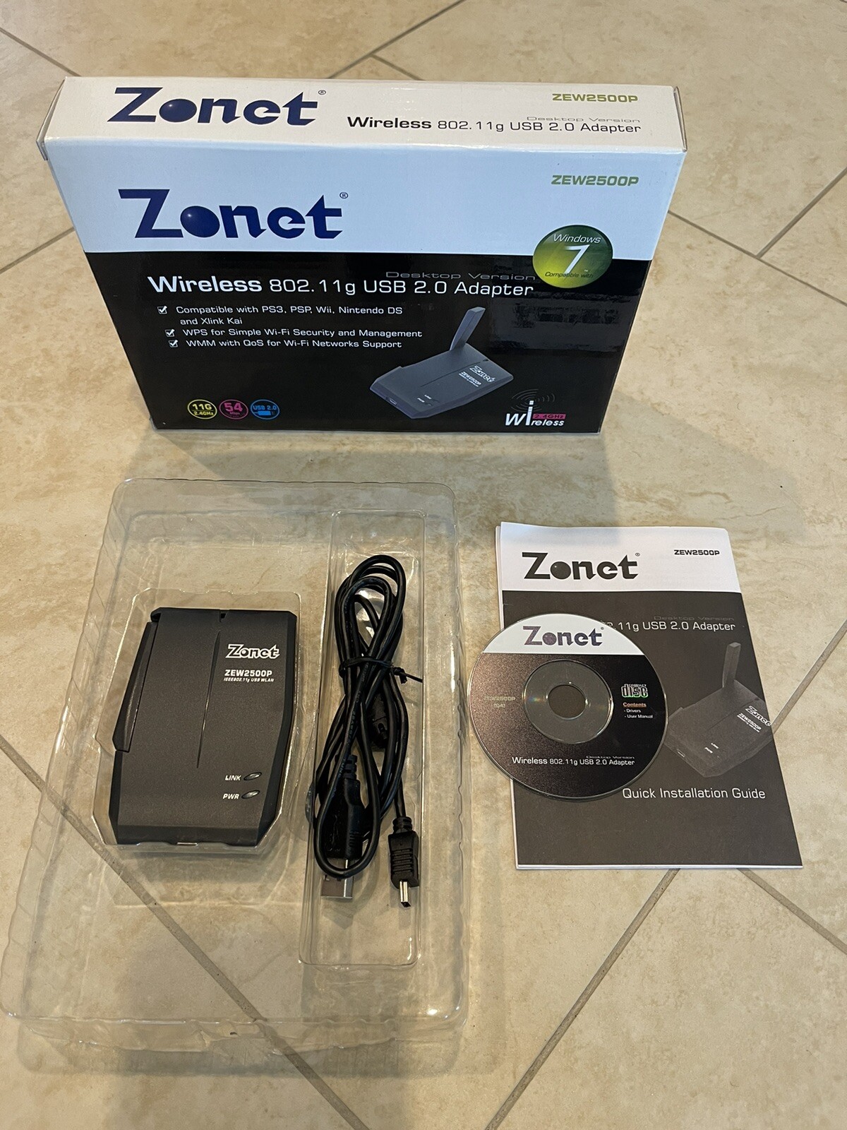 Zonet ZEW2500P Wireless Adapter IEEE 802.11b/G MINI USB / USB 2.0 Up to 54Mbps