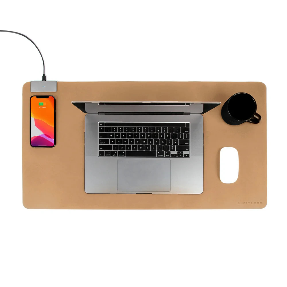 Limitless Deskpad Pro Powered Surface Mat Tan Wireless Charger