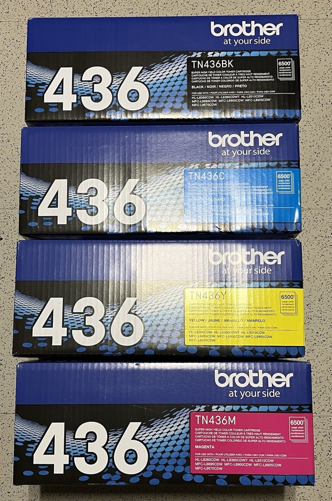  Brother TN436 High Yield Toner Cartridge Multicolor 4-PACK Genuine Original Box