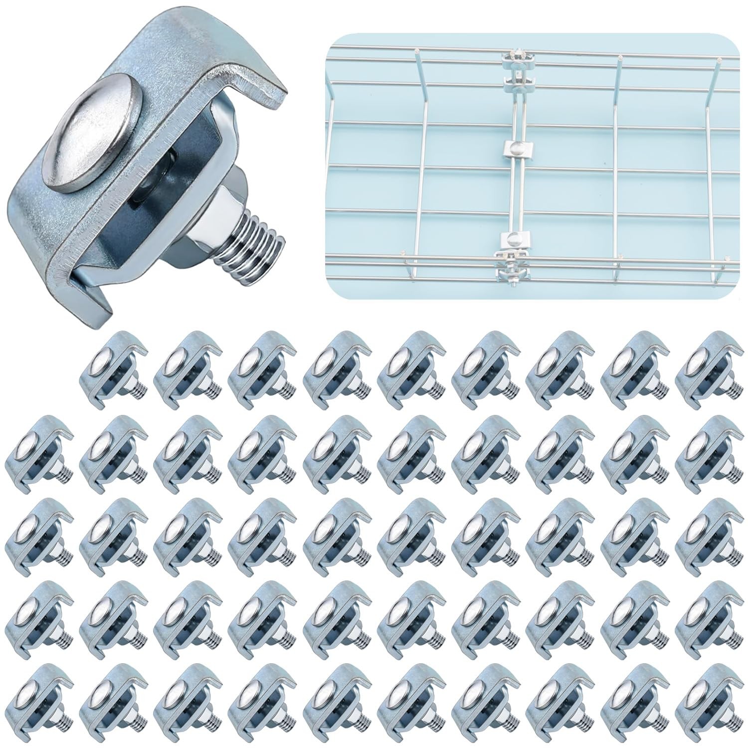 NAYDMHN 50 Pack Wire Mesh Cable Tray Coupler Kit, Steel Bracket Hardware Comp...