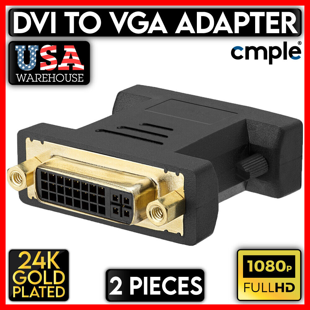 2 x DVI to VGA Adapter DVI-A Analog (24+5) Female to VGA Male PC Monitor Adapter
