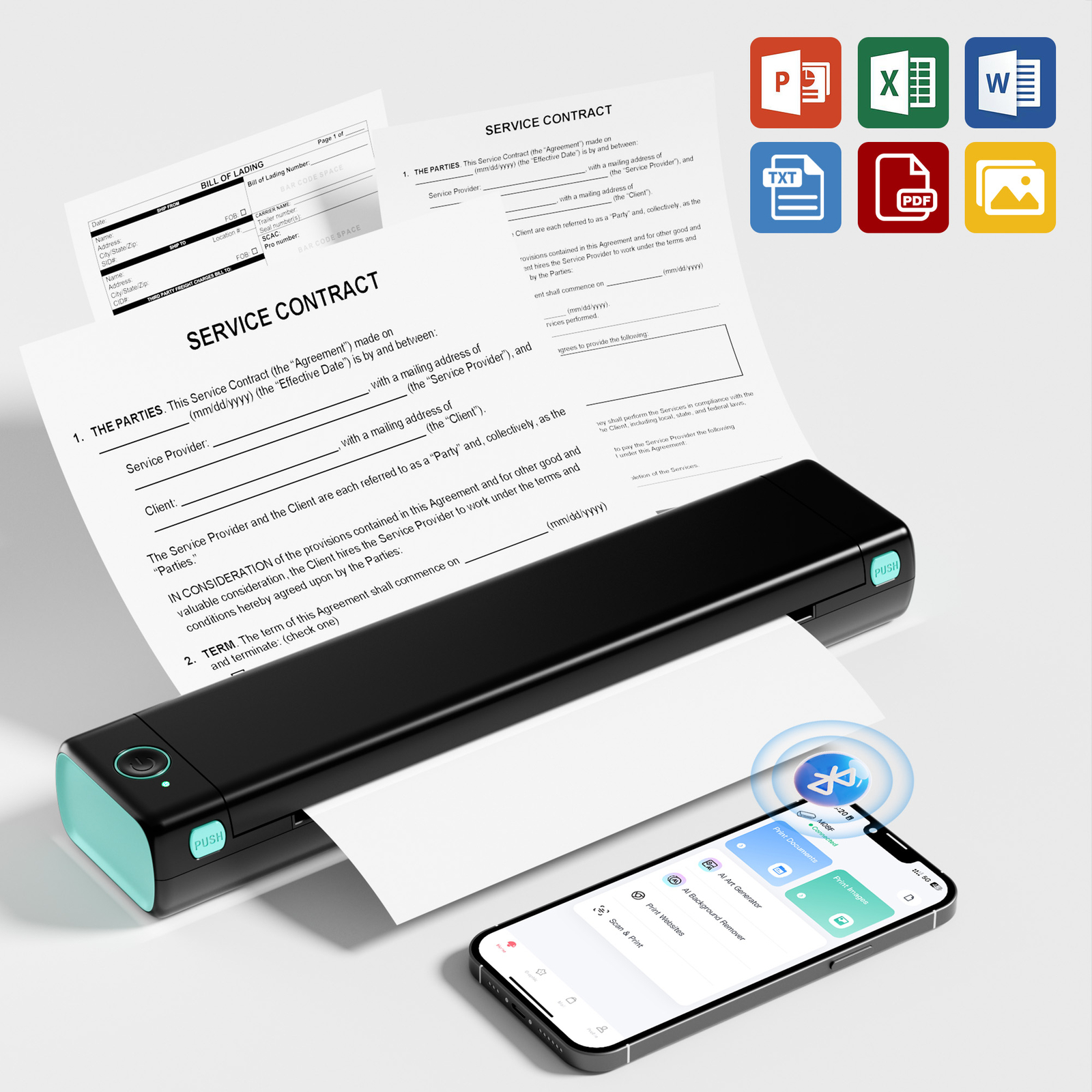 Phomemo M08F Portable Printers Bluetooth Thermal Printer for 8.5" X11" US Letter