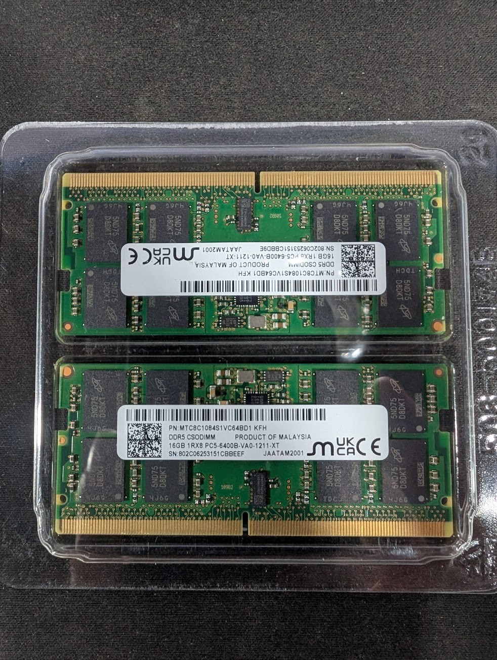 Micron MTC8C1084S1VC64BD1 32GB (2×16GB) DDR5‑6400 CSODIMM 1Rx8