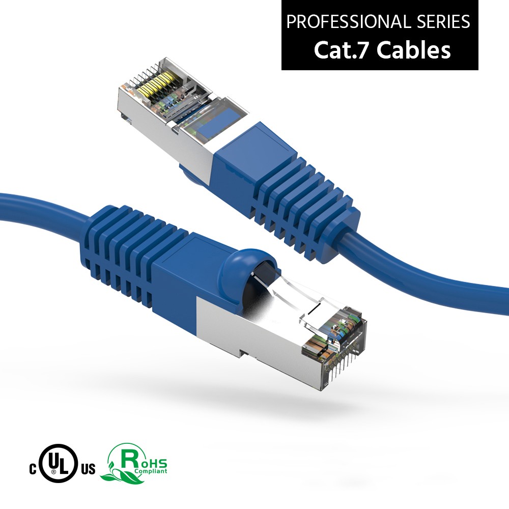 9Ft CAT7 Shielded (SSTP) 600MHz Ethernet Network Booted Cable Blue