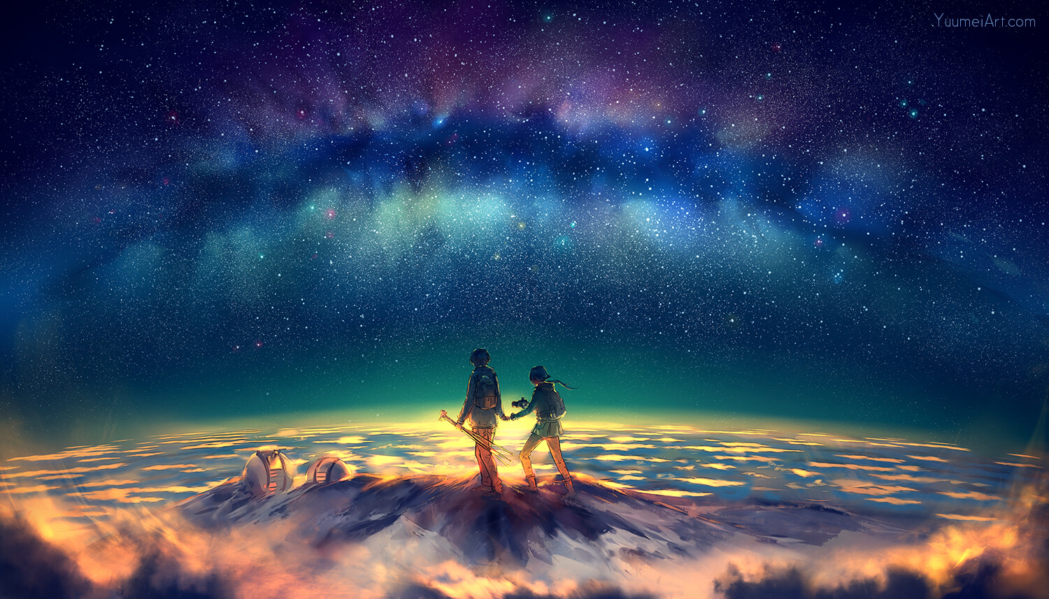 Landscape  art yuumei mountain top starred Custom Gaming Mat Desk
