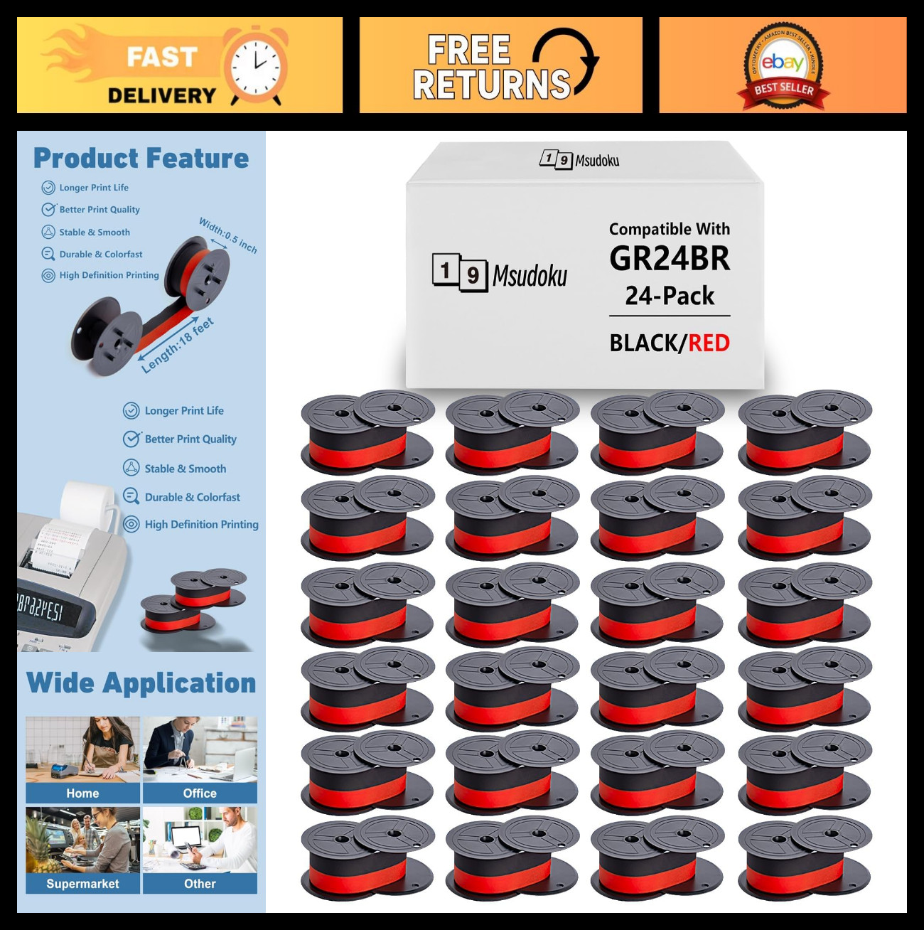 24 Pack Calculator Ink Ribbons Compatible with Canon MP11DX - High-Quality Print