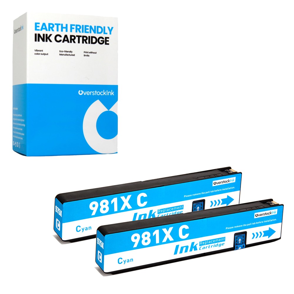 2-Pack OSI Compatible 981X Cyan Ink fits HP PageWide Enterprise Color 556dn