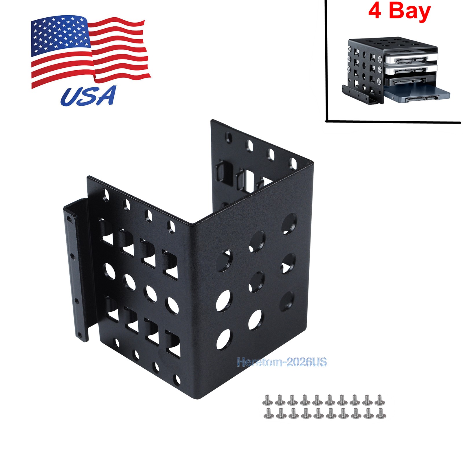 Lot 4-Bay Hard Disk Rack 2.5" to 3.5" HDD Bracket Holder Box Cage Case Enclosure