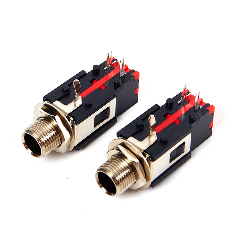 2Pcs 6.35mm 1/4 2Pin Female Audio Stereo Phone Jack Headphone Socket Connector