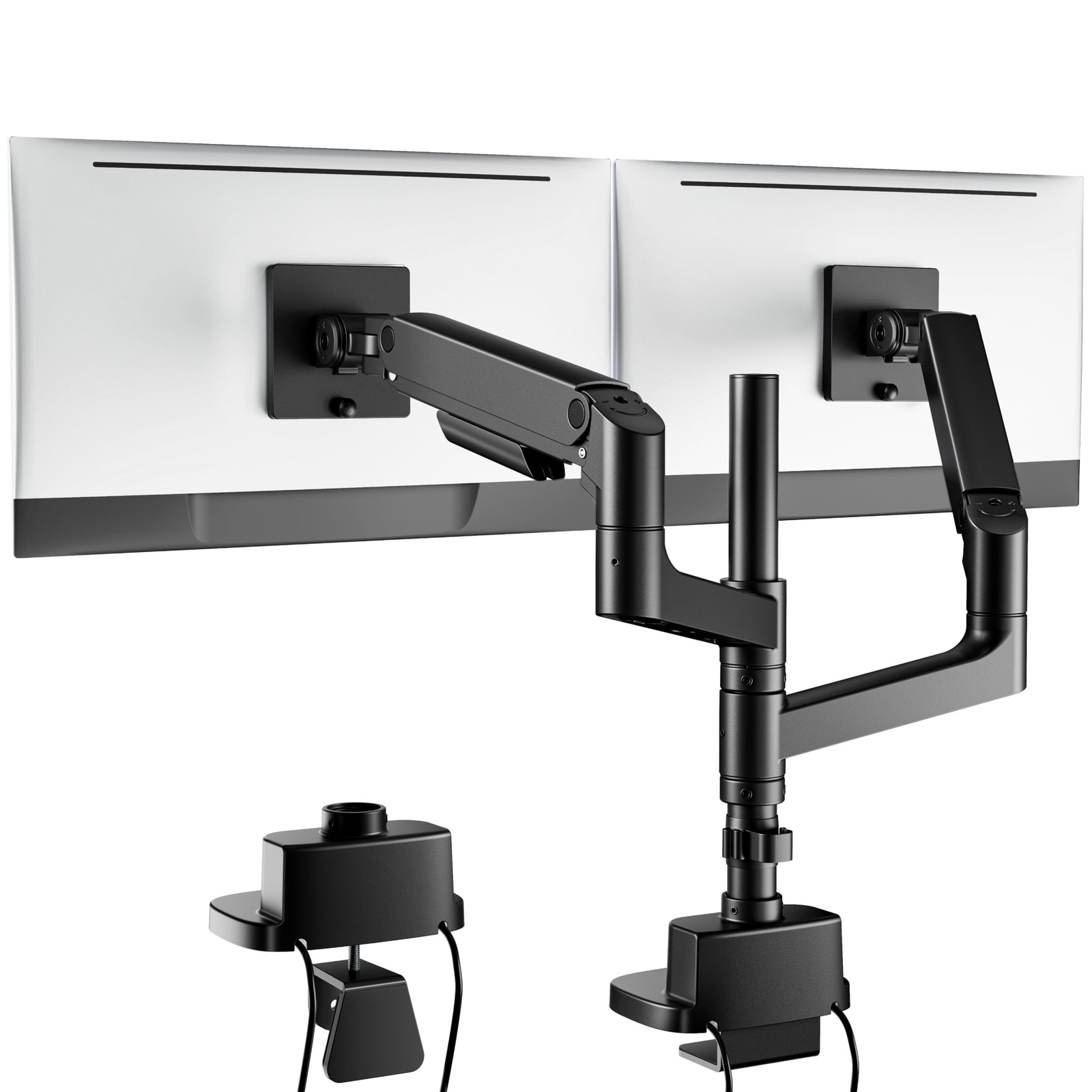 Dual Monitor Arm 1749 Ultrawide Monitors with USB Black Heavy Duty Mount 44 lbs
