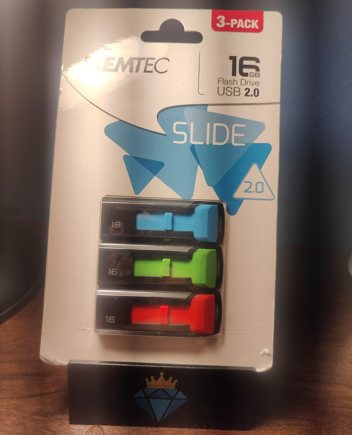 EMTEC Slide 2.0 16GB USB 2.0 Flash Drive 3-Pack Red/Green/Blue ECMMD16GC452P3