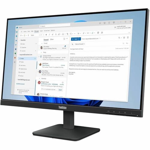 Lenovo ThinkVision S24-4e 24  Class Full HD LED Monitor - 16:9 - Raven Black