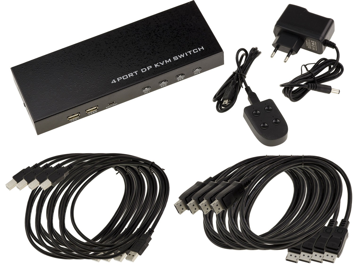 KVM Switch Mouse Keyboard Screen 4 PC DISPLAYPORT USB - ULTRA HD 4K 60Hz