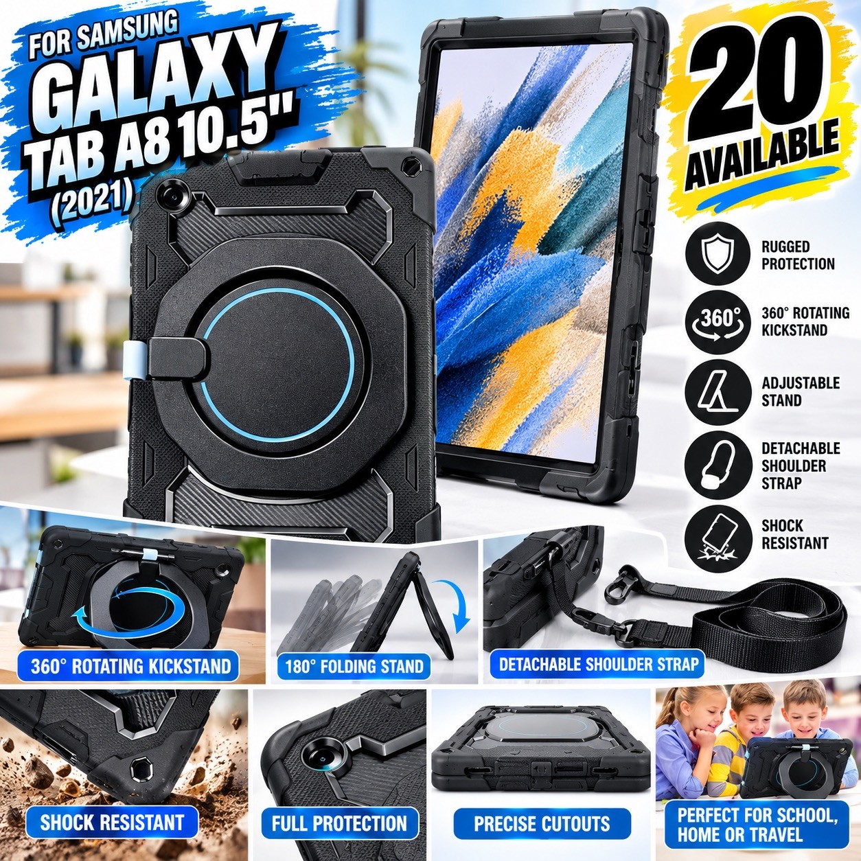 Samsung Galaxy Tab A8 10.5” (2021) Shockproof Rugged Protective Cases (NEW)