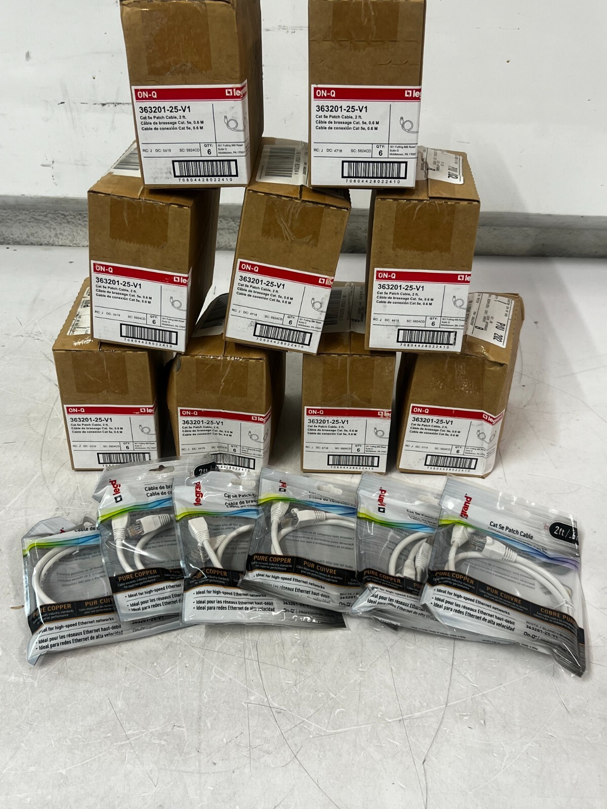 QTY 54 Legrand On-Q Pure Copper Cat 5e Patch Cables 363201-25-V1