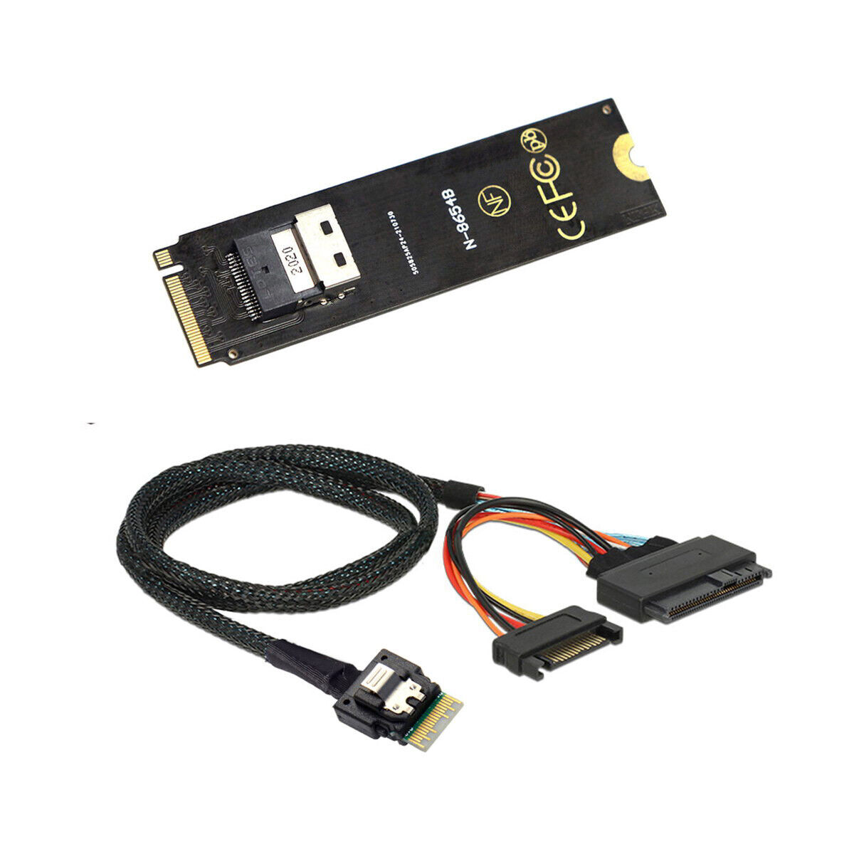NFHK NGFF M-Key NVME to SFF-8654 Card Adapter and U.2 SFF-8639 PCIe SSD Cable