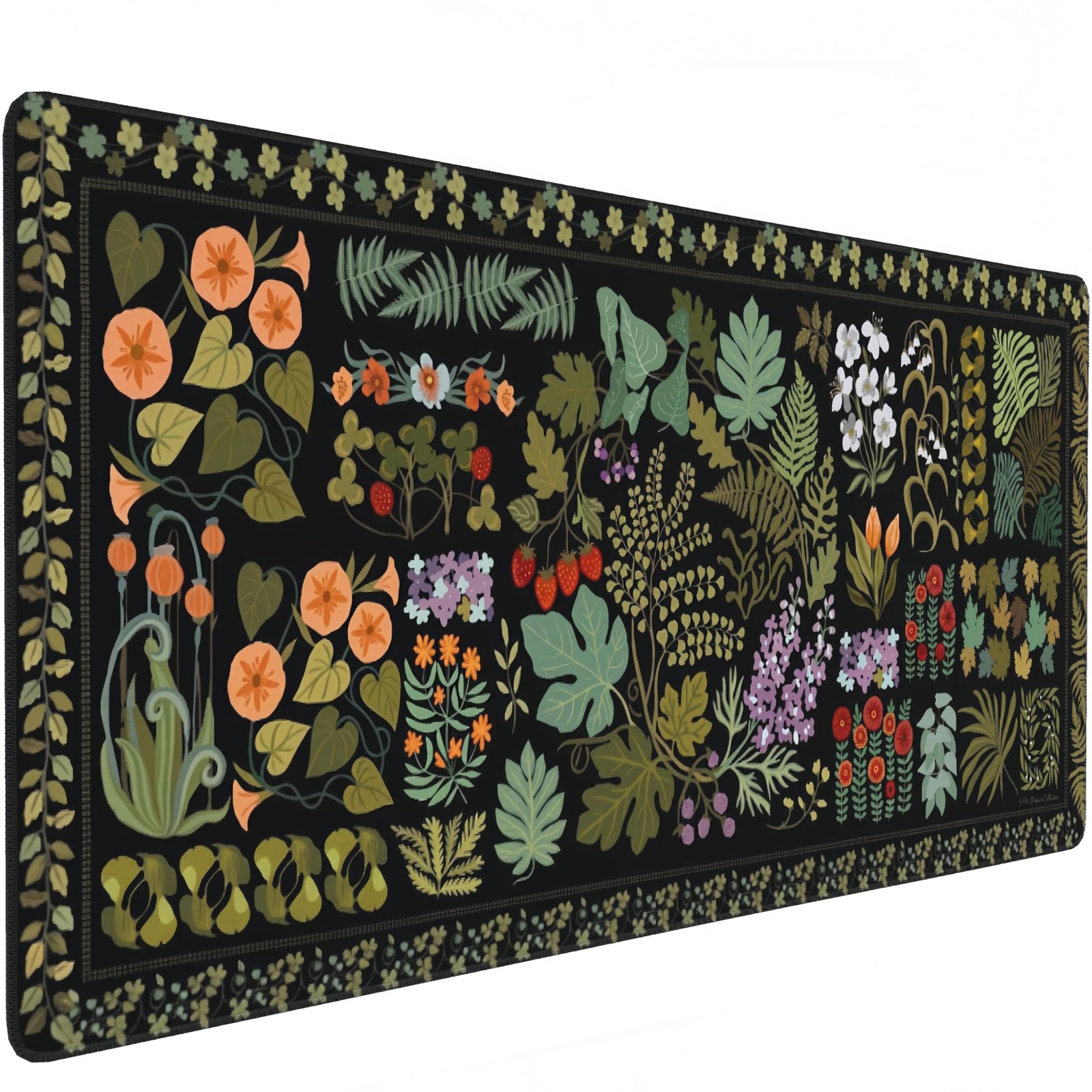 CONCISE Vintage Plant XL Desk Mat Black Botanical