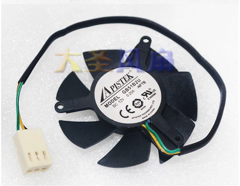New For APISTEK GB51B2U-NFTB 3-wire 12V Cooling Fan Hole Spacing 39mm