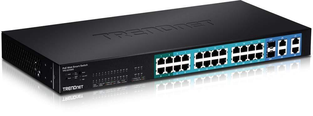 TRENDnet 28-Port 10/100Mbps Web Smart PoE+ Switch, 20 x PoE Ports, 4 x PoE