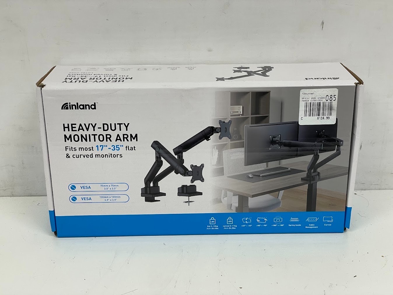 Inland Dual Screen Slim Heavy-Duty Mechanical Spring Monitor Arm 17-35"