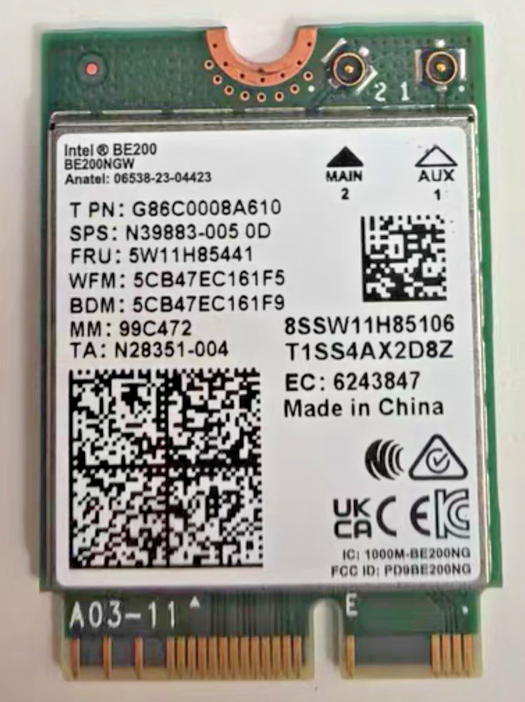 Intel BE200 004 Batch WiFi7 Adapter Wireless Card Tri-band M.2 NGFF Bluetooth5.4