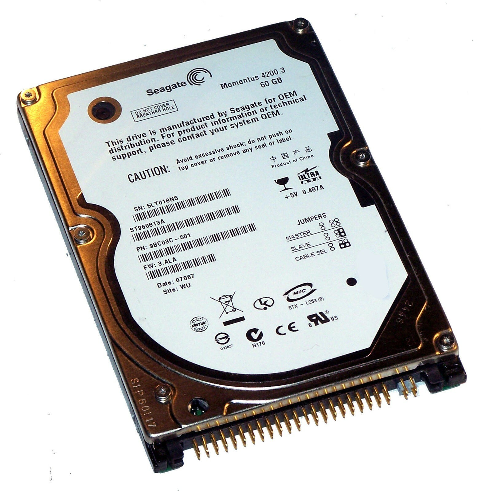 Seagate 60GB Momentus 5400 RPM Internal Hard Disc Drive HDD 2.5" New NOS