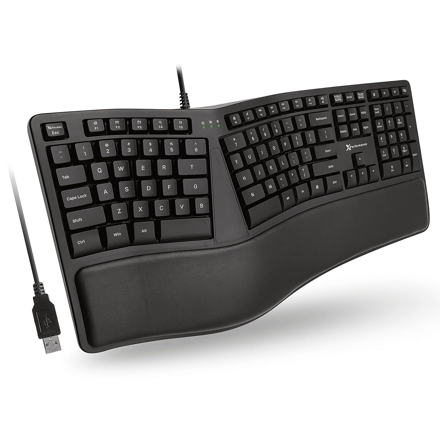 Ergonomic Keyboard Wired With Wrist Rest - Type Comfortably Longer - Usb Wired