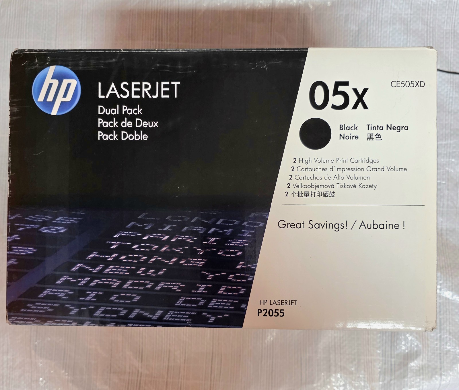Genuine HP 05X / CE505X  FOR P2055 LASERJET PRINTER DUALPACK INK TONER BLACK