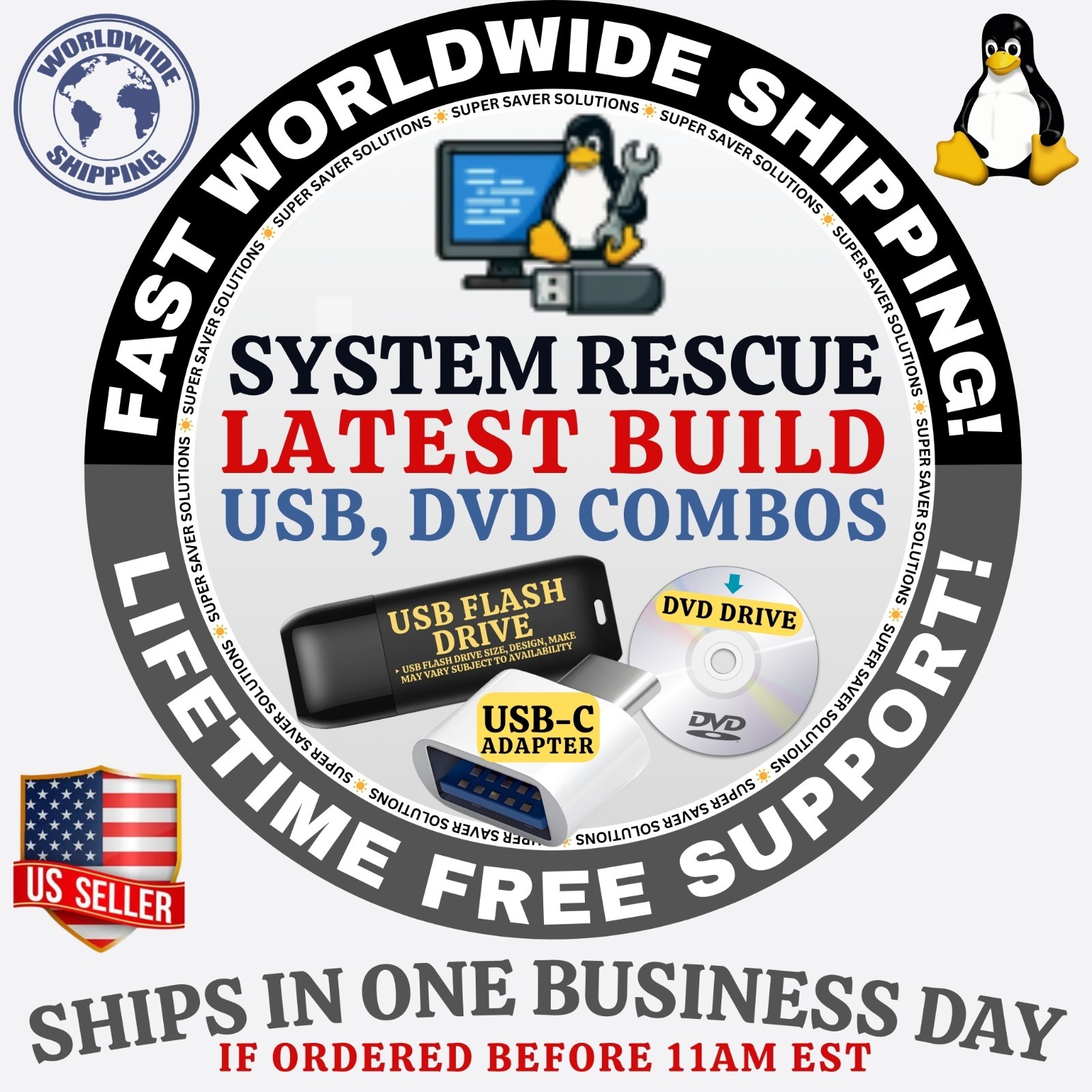 LINUX SYSTEM RESCUE TOOLS | LATEST ISO BUILD | DVD, USB COMBOS | FAST SHIP