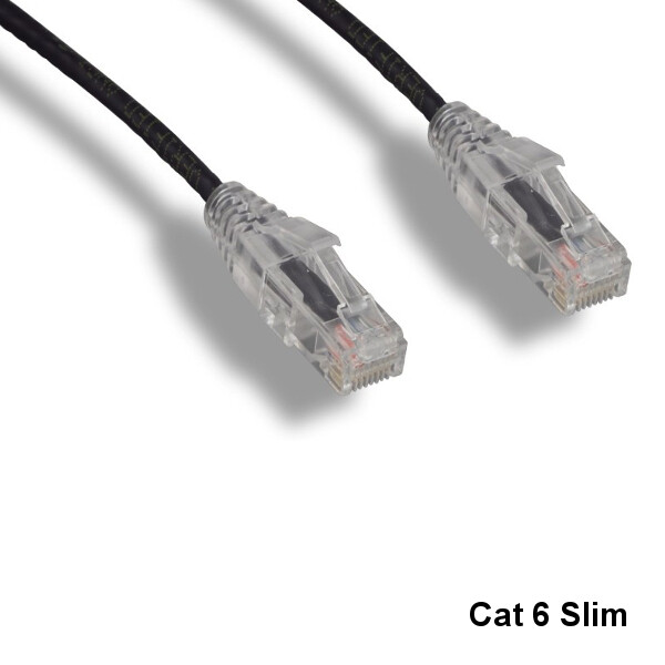 Kentek Black 10ft Slim Cat6 UTP Patch Cable 3.6MM 550MHz RJ45 Pure Copper RJ45
