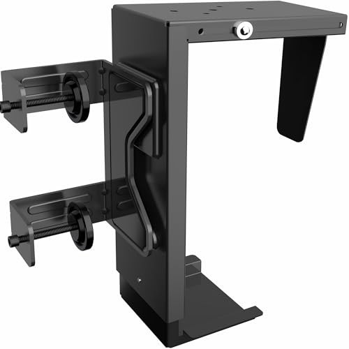 Desk Leg Mount for PC, Black Clamp-On, Large Size, Alloy Steel