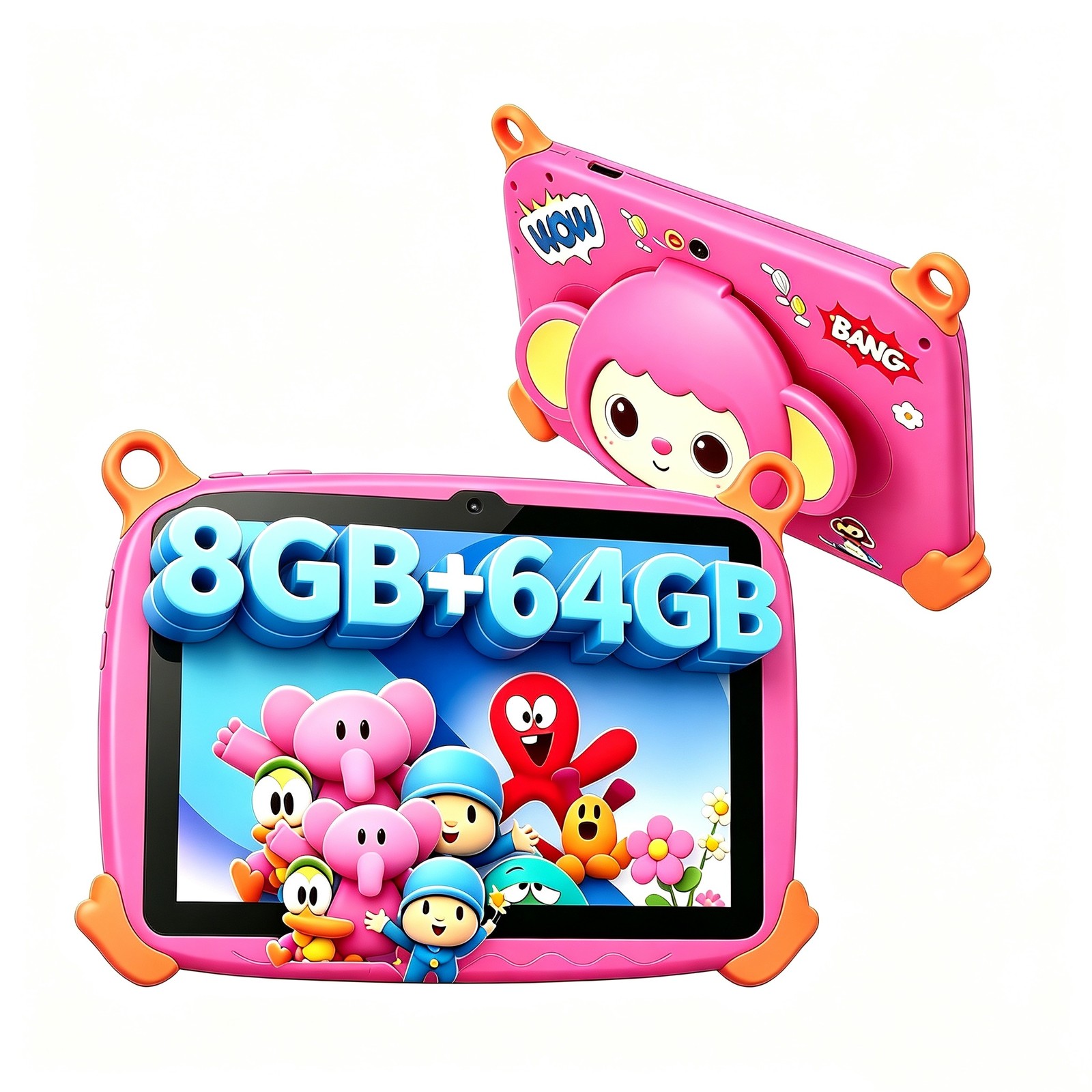 Kids 7" HD Tablet 8GB RAM 64GB ROM Parental Controls Safe Learning for Ages 3-7