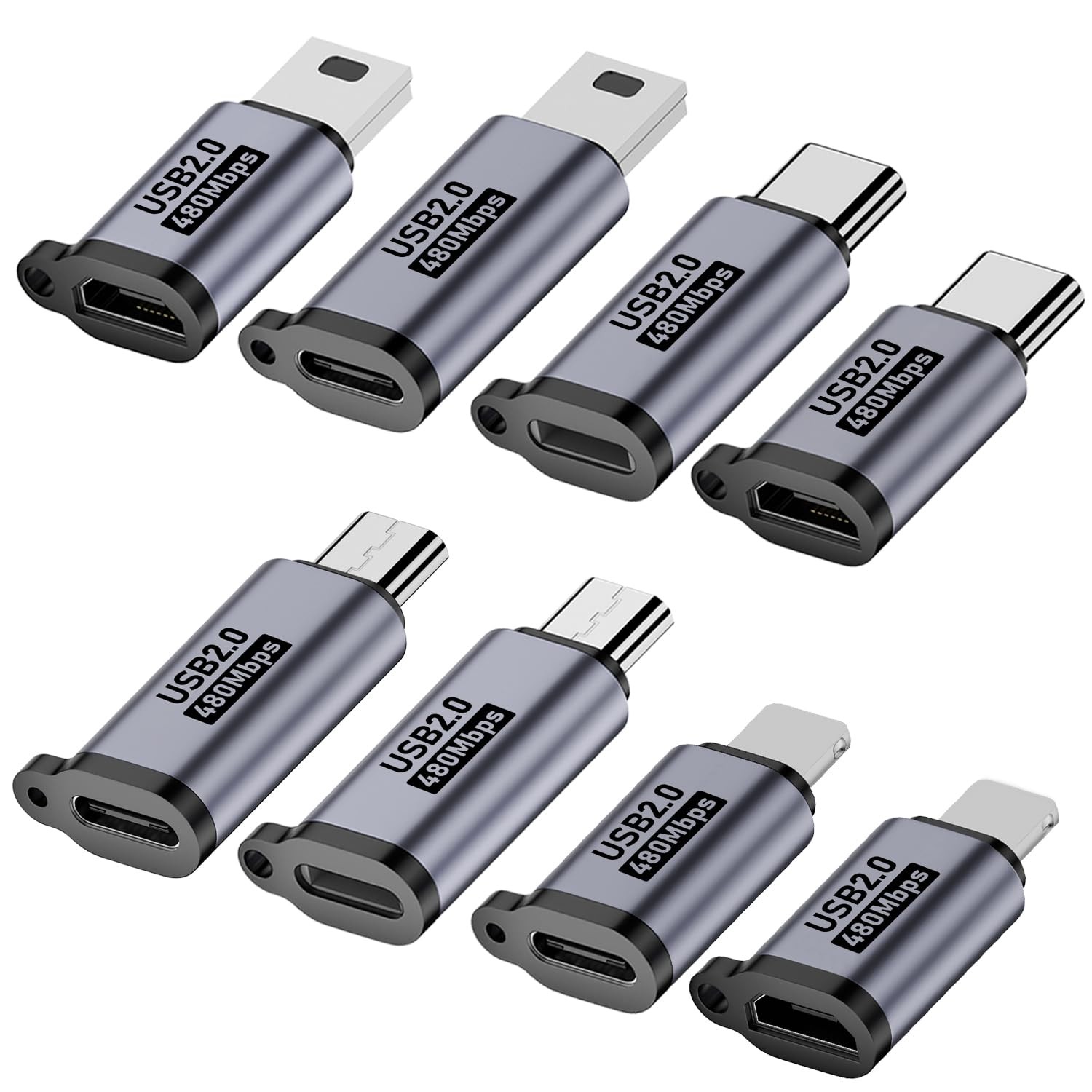 USB C to Micro USB Mini USB Lightning Adapter Kit