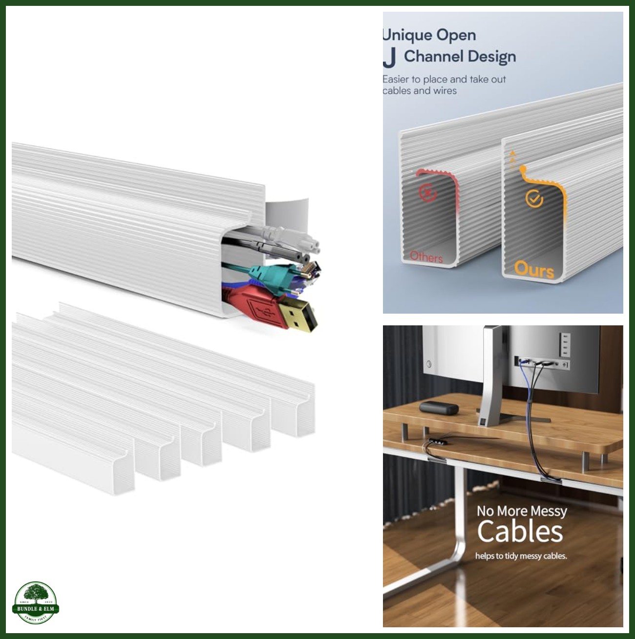 Cable Management Kit 6 Pack 15.7in Self-Adhesive PVC Under Desk Wire Organizer