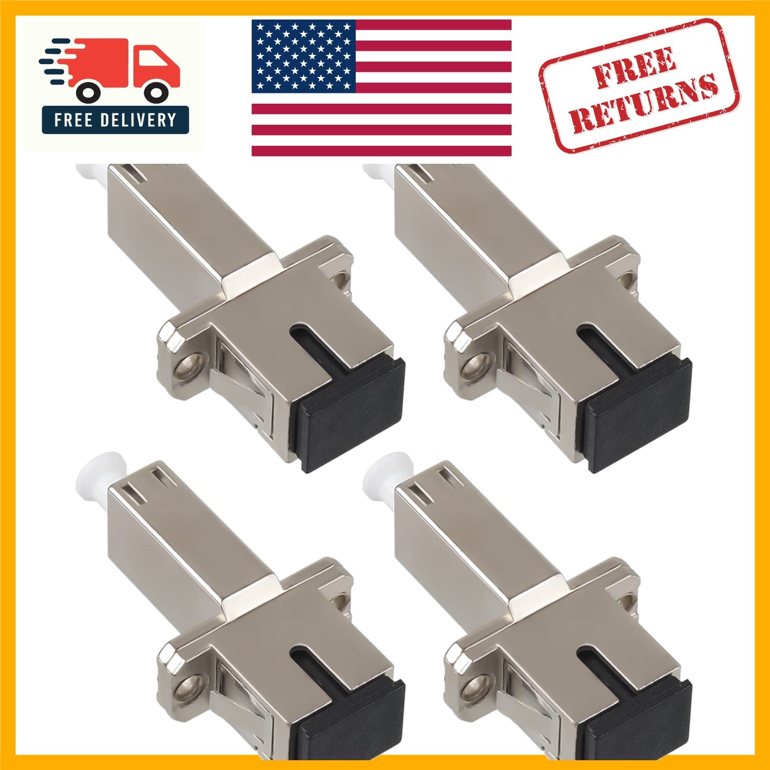 Durable LC to SC Fiber Optic Adapters - 4 Pack,  Compliant with Low Loss