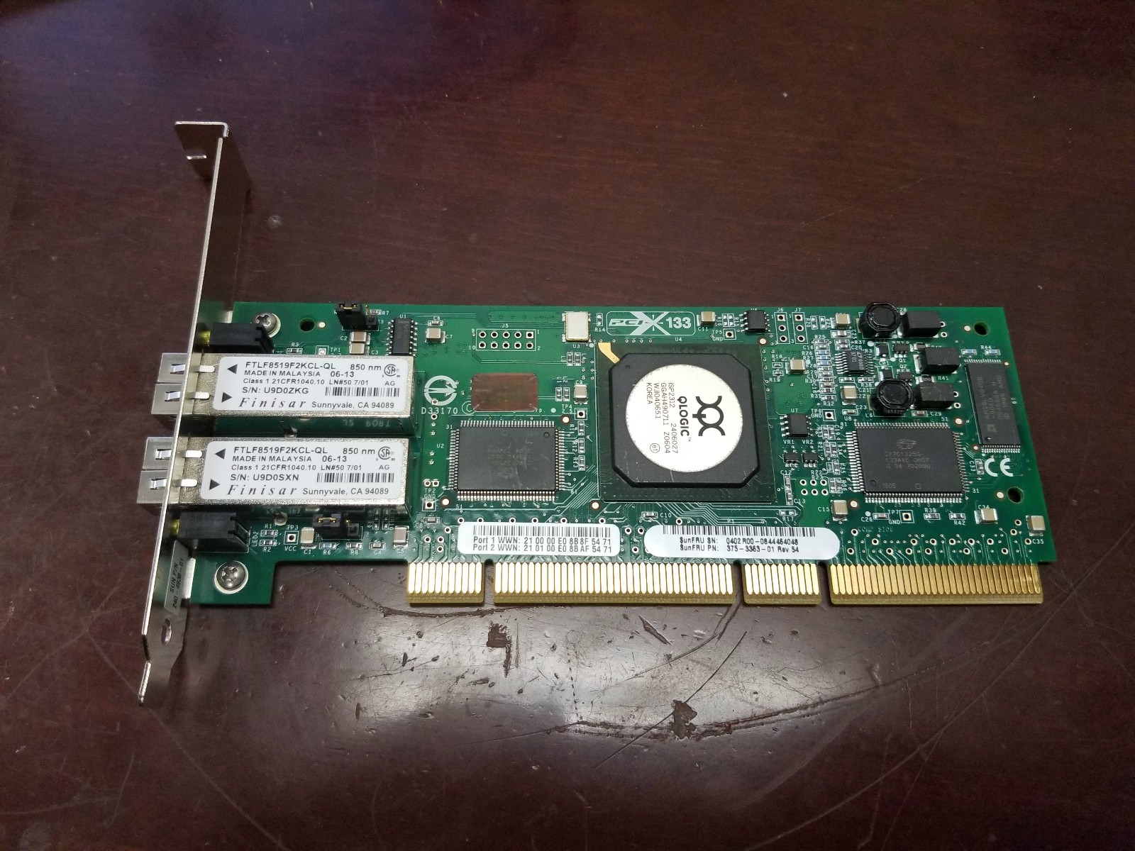 Sun Microsystems 2GB PCI-X Dual FC Host Network Adapter Card 375-3363