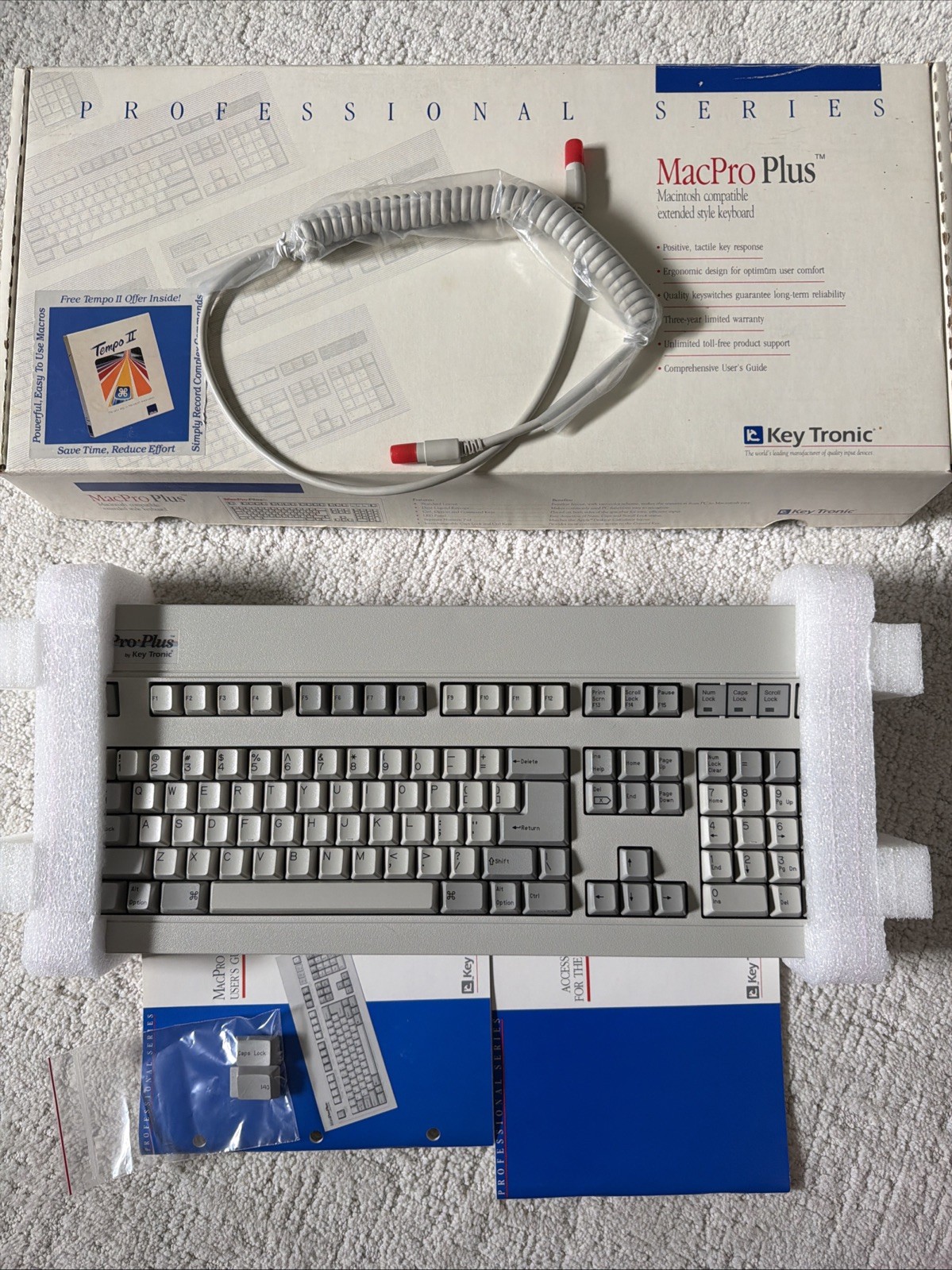 NOS Key Tronic MACPRO Plus Mechanical Keyboard for Macintosh ADB Modular Jack