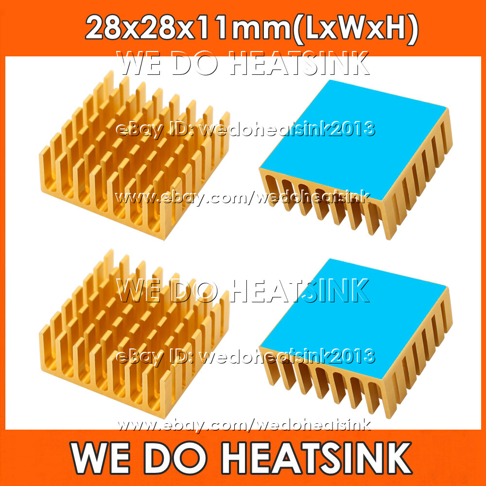 28x28x11mm Gold Anodized Heatsink Radiator Cooler With Thermal Pad for CPU IC